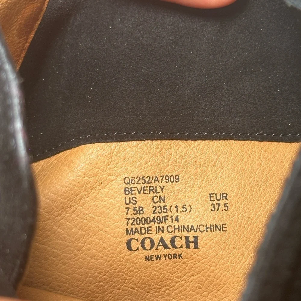 Coach Beverly Calf Black Suede Heeled Boots with Buckle Detail Size 7.5